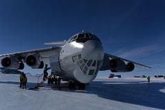 10A The Air Almaty Ilyushin Airplane On The Slippery Hard Blue Ice Of Union Glacier In Antarctica On The Way To Climb Mount Vinson.jpg